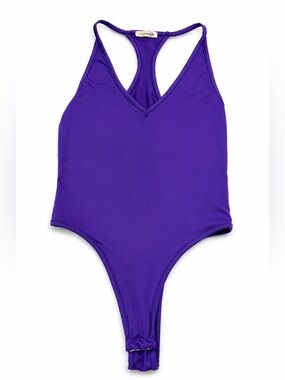Image Nation Racerback V Neck Bodysuit Womens Small Purple Stretch Trendy